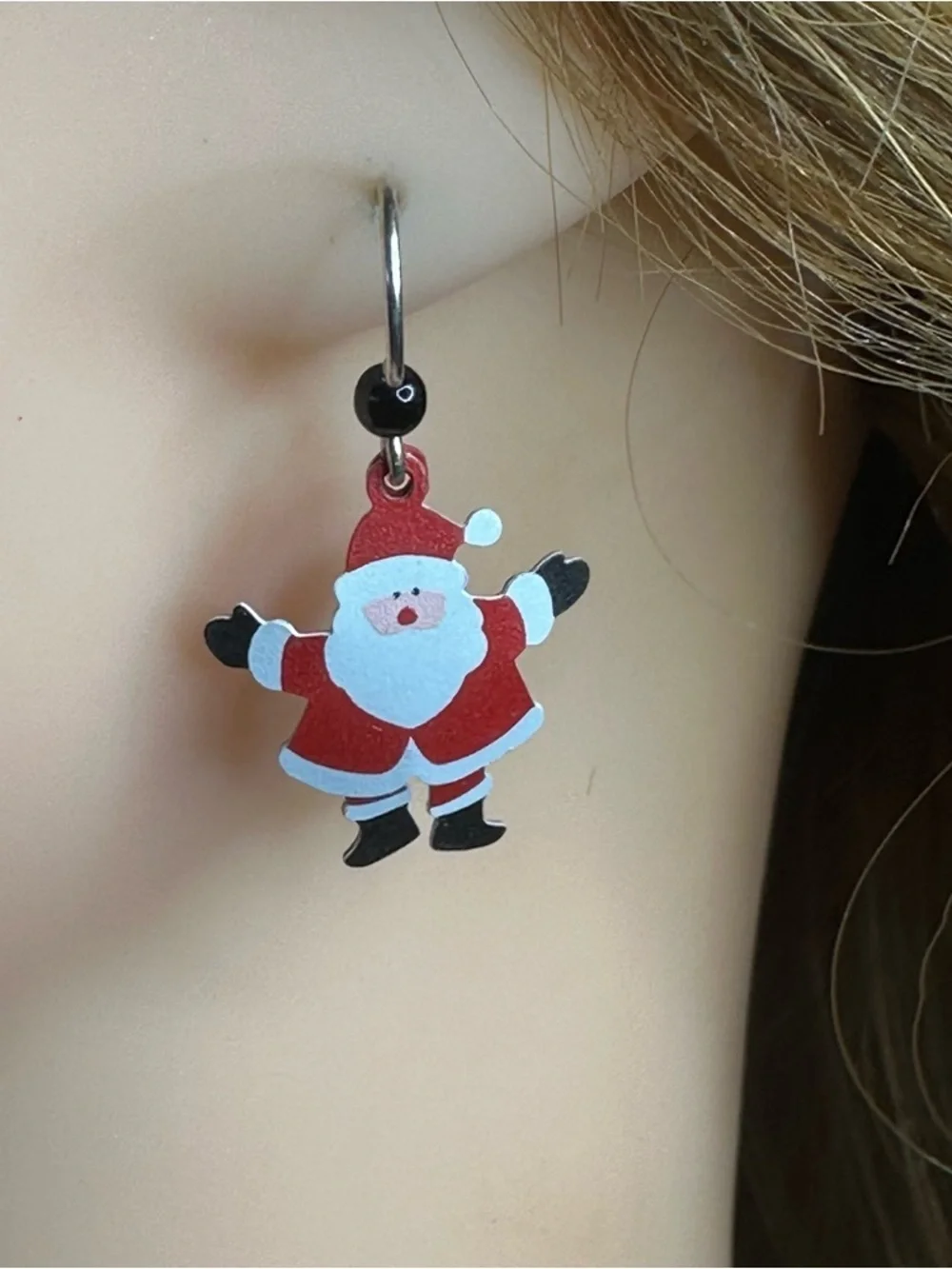 Santa Claus Christmas Earrings – Festive Holiday Jewelry with 925 Silver Hooks
